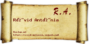 Rövid Antónia névjegykártya